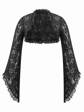 Cider Black Lace Cropped Bolero with Bell Sleeves